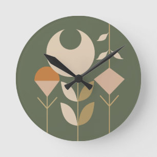 Boho Abstract Lily Round Clock