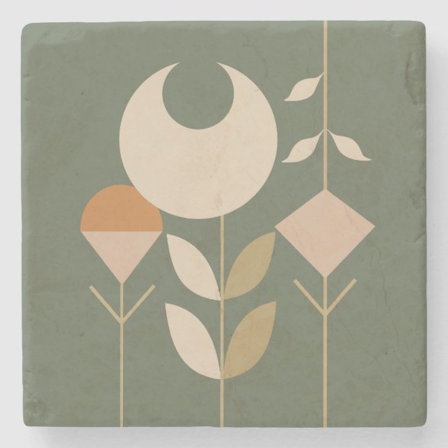 Boho Abstract Lily Stone Coaster (Front)