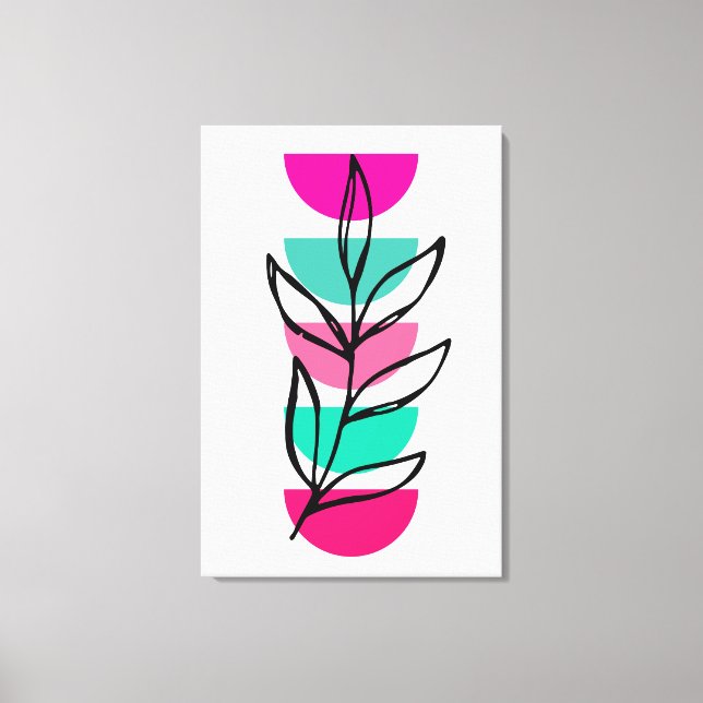 Boho Abstract Mid Century Colourful Floral Canvas Print (Front)