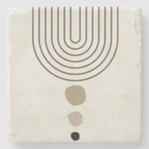 Boho Abstract Mid Century Modern Stone Coaster