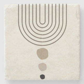 Boho Abstract Mid Century Modern Stone Coaster