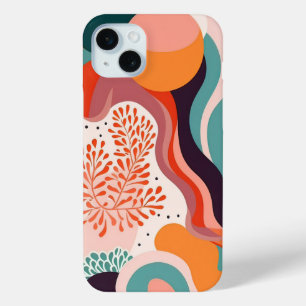 Boho Abstract Minimalist Shape Colorful iPhone 15 Mini Case