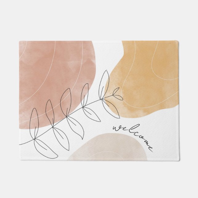 Boho Abstract Modern Art Door Mat (Front)