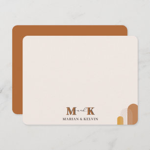 Boho Abstract Modern Couple Monogram Initials Card