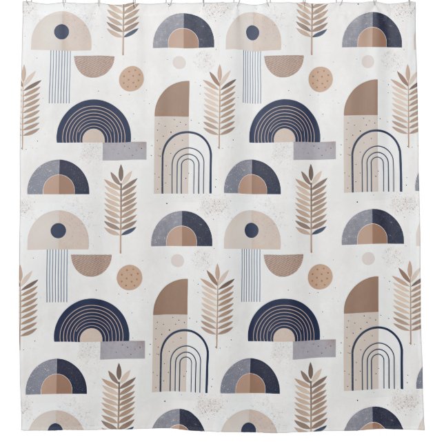 Boho Abstract Modern Geometric Dorm Shower Curtain (Front)