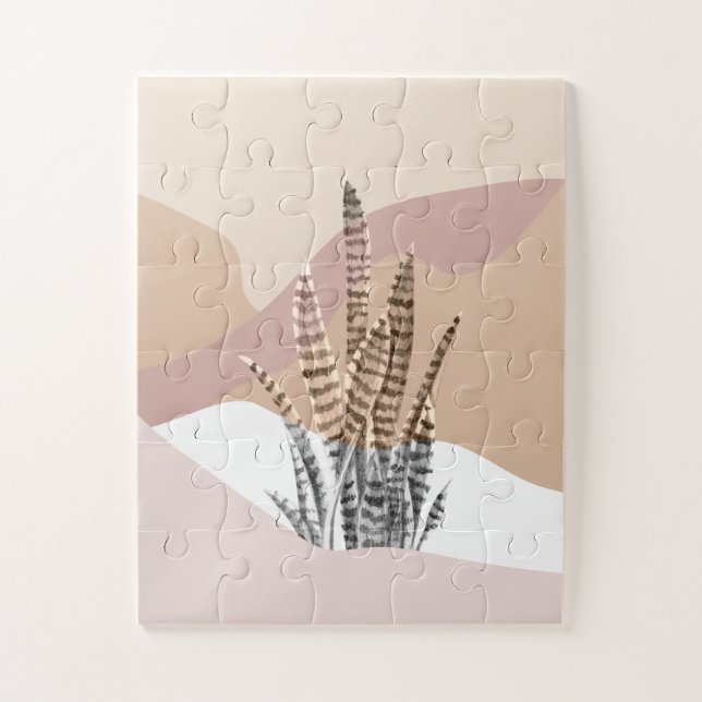 Boho Abstract Modern Succulent Jigsaw Puzzle (Vertical)