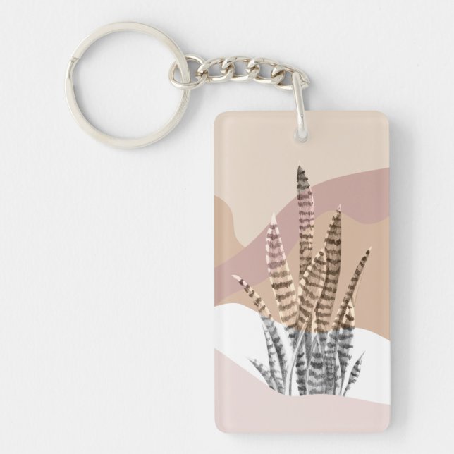 Boho Abstract Modern Succulent Key Ring (Front)