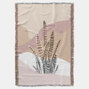 Boho Abstract Modern Succulent Throw Blanket