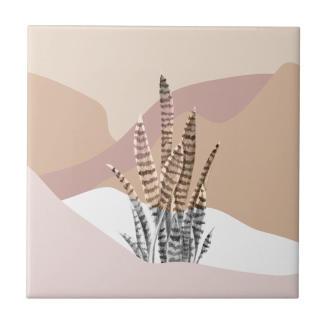 Boho Abstract Modern Succulent Tile (Front)