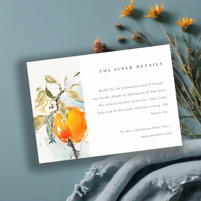 Boho Abstract Orange Garden Wedding Details Enclosure Card (Creator Uploaded)