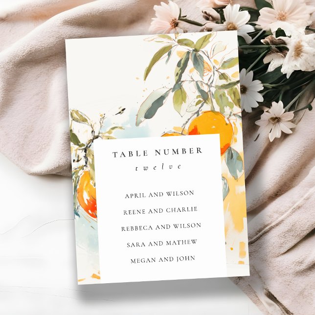 Boho Abstract Orange Garden Wedding Seating Table Number (Creator Uploaded)