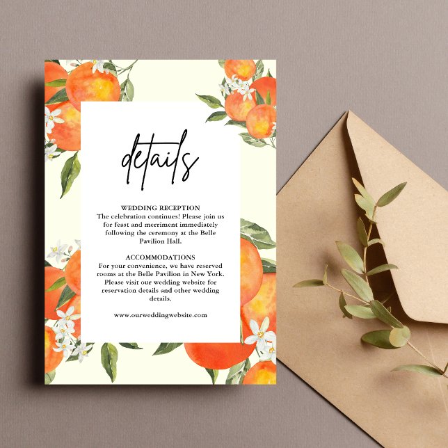 Boho Abstract Orange Wedding Details Enclosure Card (Boho abstract orange details enclosure card shares key info with warm, artistic charm.)