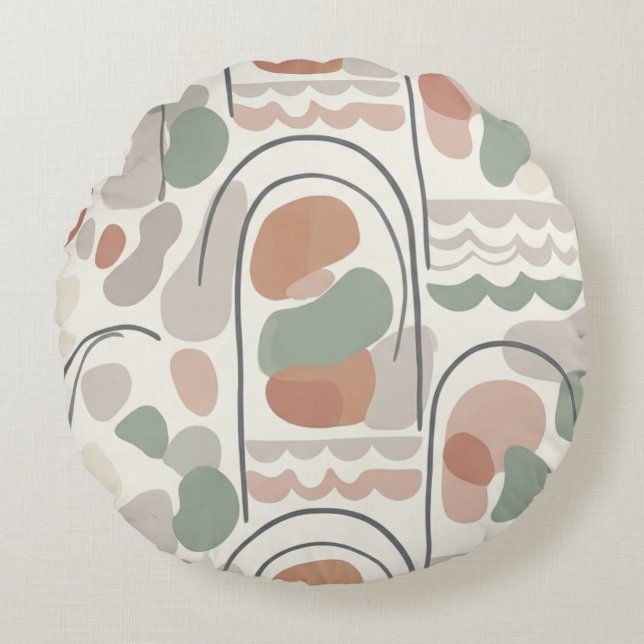 Boho Abstract Organic Shape Pillow - Earthy Terrac (Front)