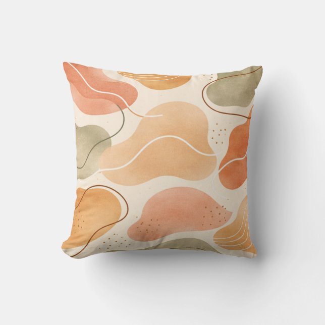 Boho Abstract Organic Shape Pillow - Earthy Terrac (Front)
