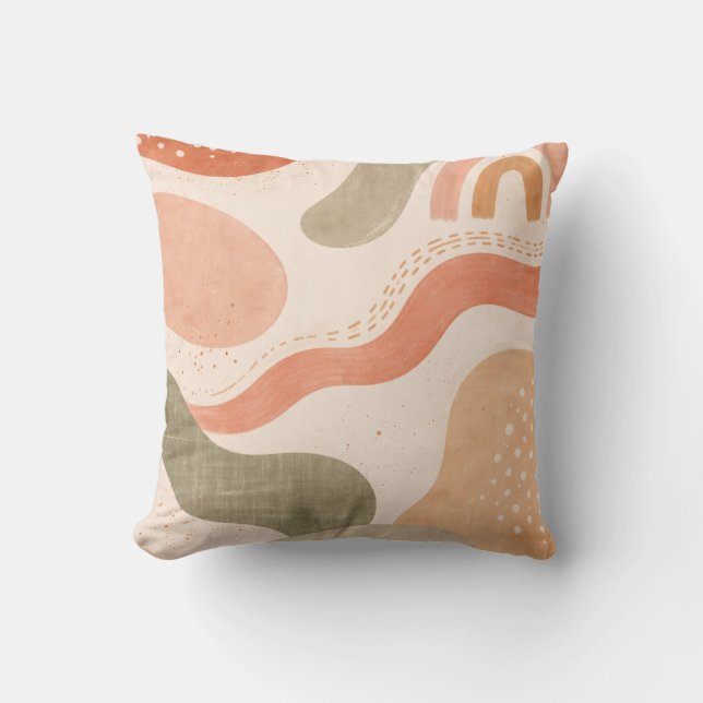 Boho Abstract Organic Shape Pillow - Earthy Terrac (Front)