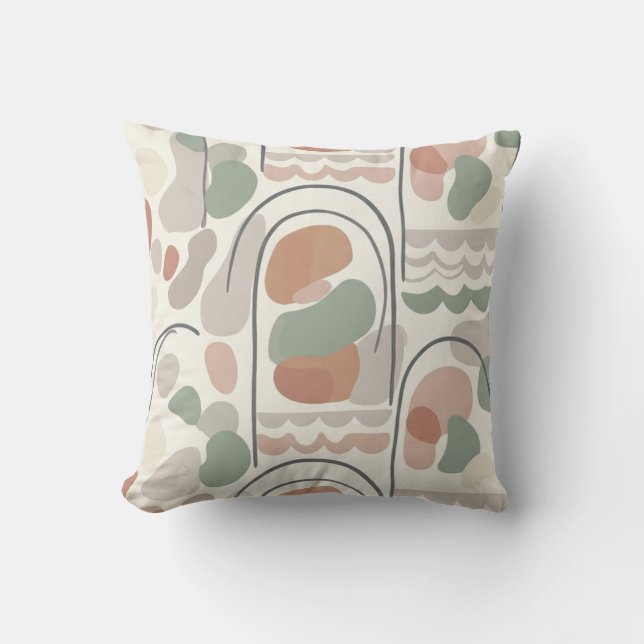 Boho Abstract Organic Shape Pillow - Earthy Terrac (Front)