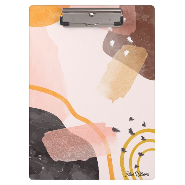 Boho Abstract Pattern Custom Name Clipboard (Front)
