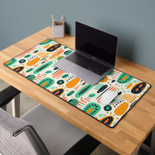 BOHO Abstract Pattern Orange& Green Mid Century Desk Mat