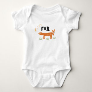 Boho Abstract Pattern Red Fox Typography Baby Bodysuit