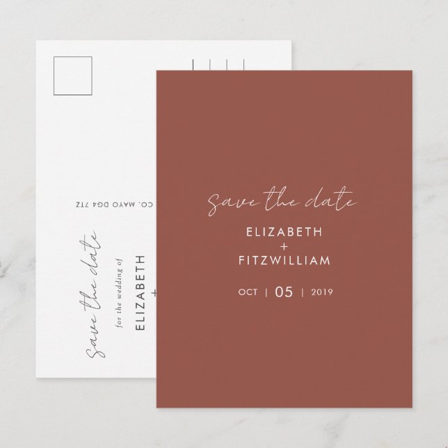 Boho Abstract | Rust Maple Save the Date Postcard (Front/Back)