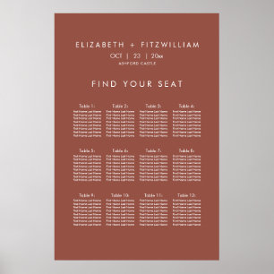 Boho Abstract   Rust Maple Seating Chart Poster