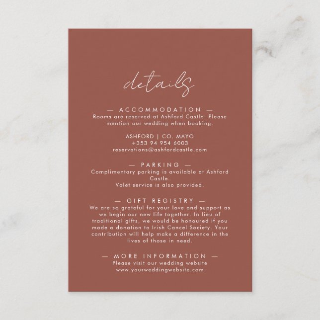 Boho Abstract | Rust Maple Wedding Details  Enclosure Card (Front)