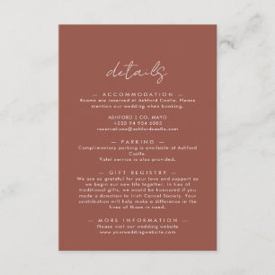 Boho Abstract Rust Maple Wedding Details Enclosure Card