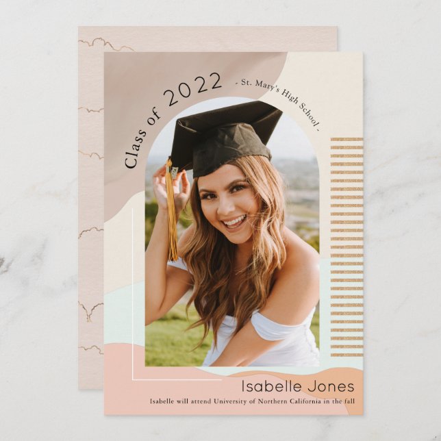 Boho Abstract Shapes Arch Graduation Announcement (Front/Back)