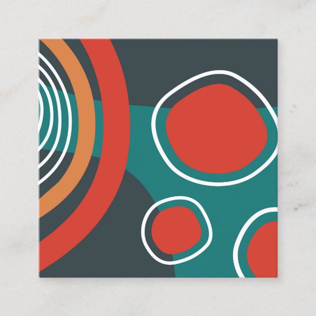 Boho abstract shapes art square business card (Front)