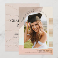 Boho Abstract Shapes Brown & Pink Arch Graduation