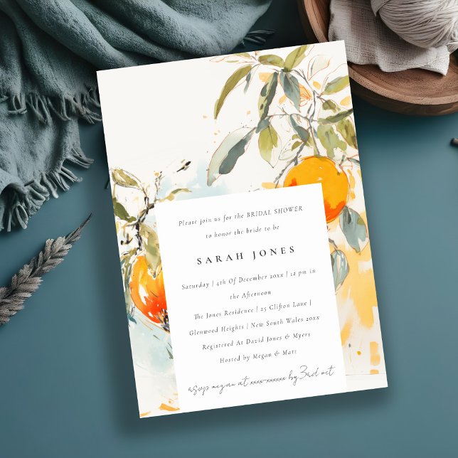 Boho Abstract Sketchy Orange Garden Morning After Invitation (Creator Uploaded)