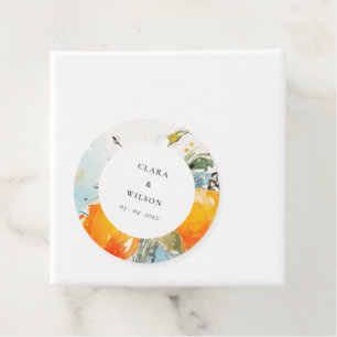 Boho Abstract Sketchy Orange Garden Wedding Favour Tags
