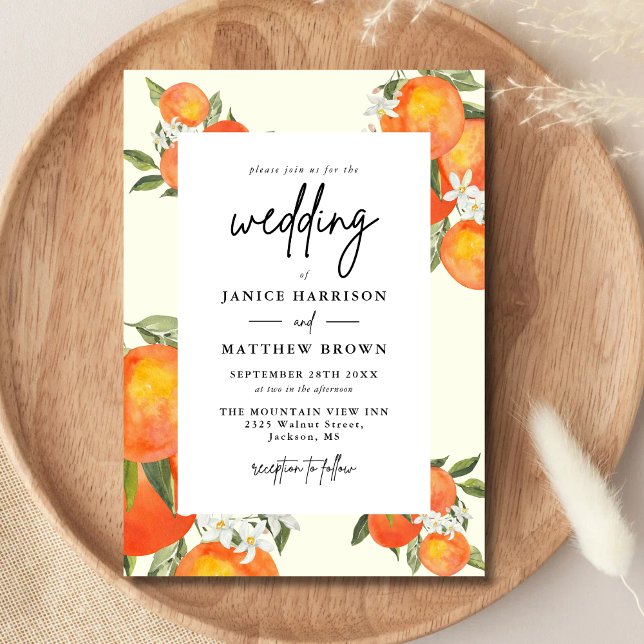 Boho Abstract Sketchy Orange Garden Wedding Invitation (Creator Uploaded)