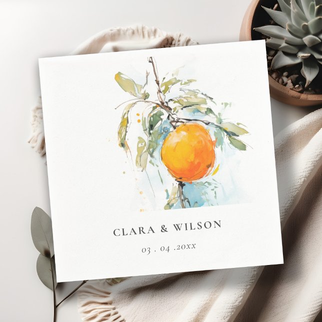 Boho Abstract Sketchy Orange Garden Wedding Napkin (Creator Uploaded)