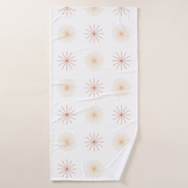 Boho abstract sun starburst peach orange white  bath towel (Bath Towel)