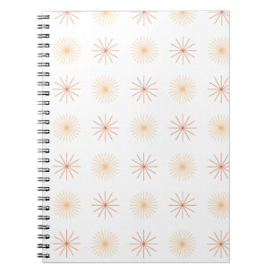 Boho abstract sun starburst peach orange white  notebook