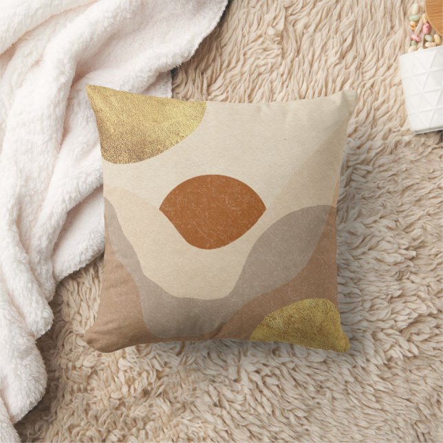 Boho Abstract Terracotta Sand Gold Cushion (Blanket)