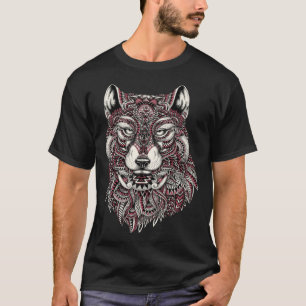 BOHO Abstract Tribal Geometric Pattern Dire Wolf W T-Shirt