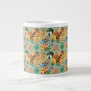 boho abstract tropical pattern -minimal leaf desig large coffee mug