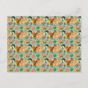 boho abstract tropical pattern -minimal leaf desig postcard