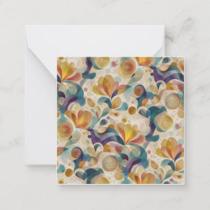 Boho Abstract Watercolor Floral Swirl Gold Card