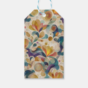 Boho Abstract Watercolor Floral Swirl Gold Card Gift Tags