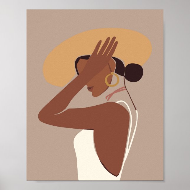 Boho Abstract Woman Portrait Wall Art Print (Front)