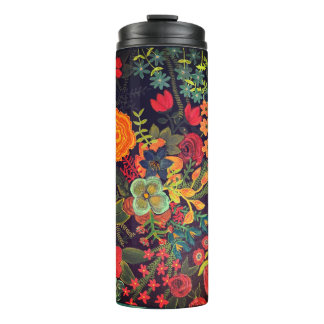 Boho Acrylic Painting Floral Design Thermal Tumbler