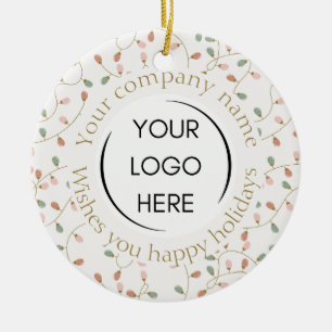 Boho Add you logo company name holiday lights Ceramic Tree Decoration