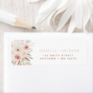 Boho Address Label Blush Pink Pampas Grass Chic