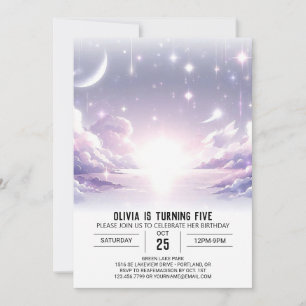 Boho Adorable Celestial Digital Birthday Invitation