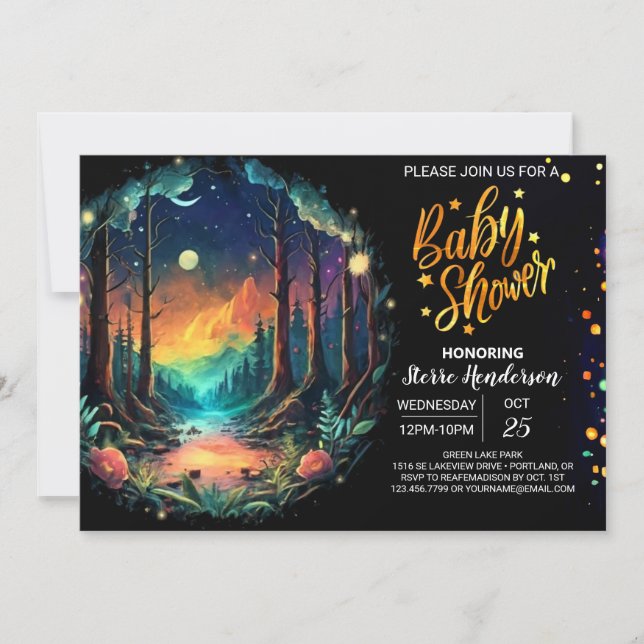 Boho Adventure Awaits Woodland Baby Shower Invitation (Front)