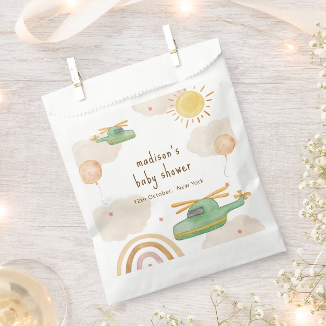 Boho Adventure Helicopter Airplane Baby Shower Favour Bags (Clipped)