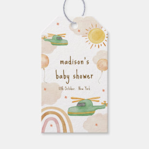 Boho Adventure Helicopter Airplane Baby Shower Gift Tags